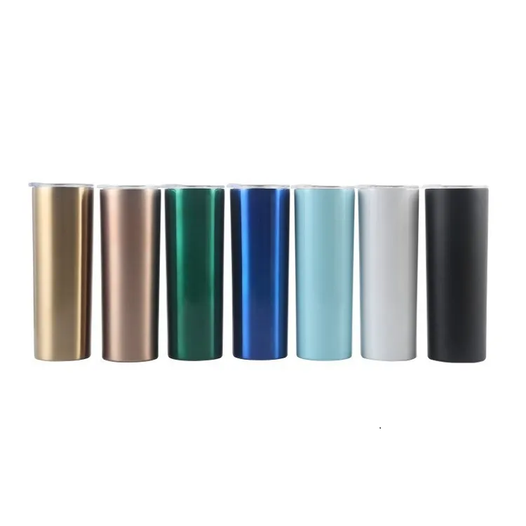 20oz Skinny Tumblers stainless steel straight mouth spray plastic car Cup Portable vacuum insulation Cups Drinkware T2I52232