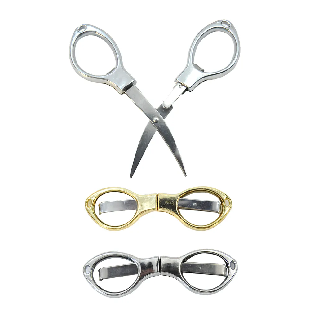 Honeypuff Folding Metal Scissor för cigarett Cigar Cutting Rengöring Verktyg Kniv Rökning Rengöringsmedel Trärör Cigar Cutter