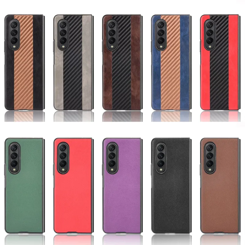 Luxury Litchi Hybrid Folding Design Dexterity and Touchness Cases Shockproof Anti-Scratch Full Body Protective For Samsung Galaxy Z Fold 3 5G Fold3