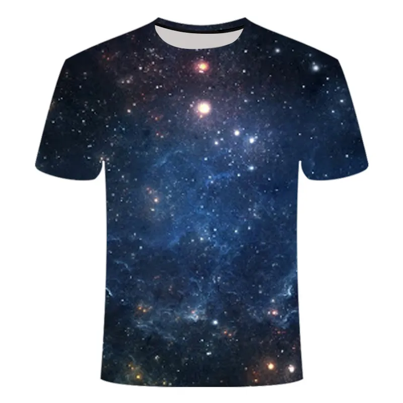 T-shirts Manna Toppar Mode Personlighet 3D Utskrift Vertigo Kortärmad Mens Casual Starry Sky Universe Grafiska Tees