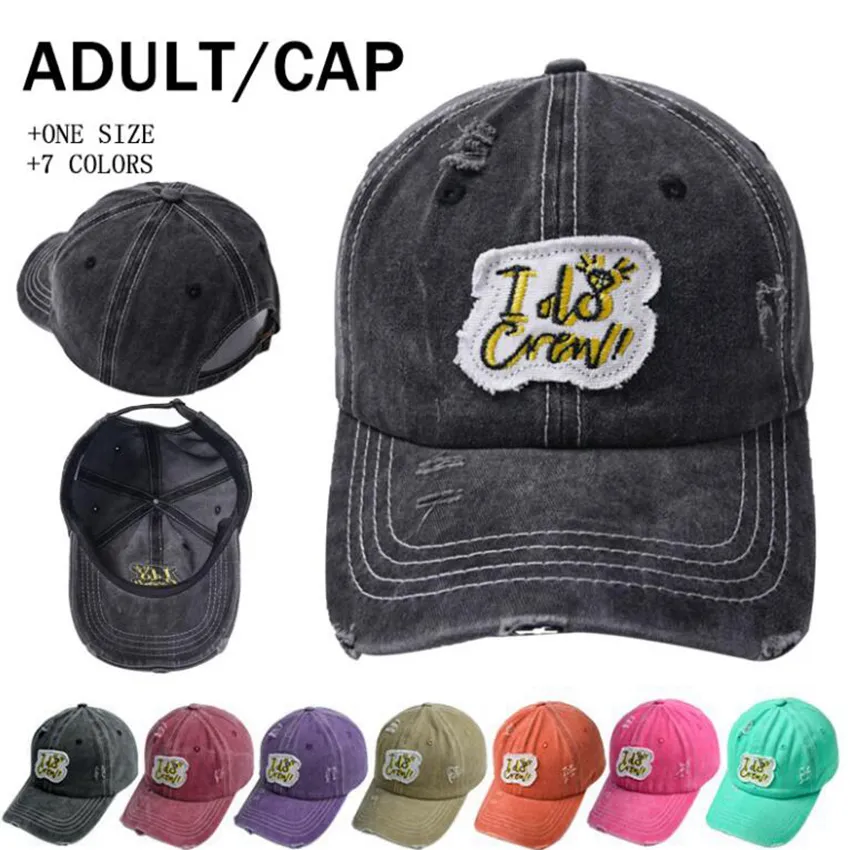 Berretti da baseball ricamati I Do Crew Letters Sport all'aria aperta Cappelli da sole 7 colori Cappellino da camionista Favore di partito CYZ3242 30 pezzi