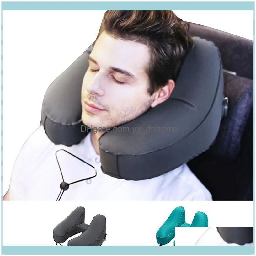 Green Outdoor Travel Air Pillow Beach Inflatable Cushion Car Head Inflatable H For Hotel 32*35*21cm Pillow Hiking Rest TPU Plane1