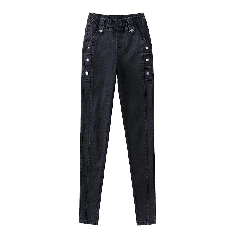 Kvinnors Jeans byxor Höst och vinter 2021 Skinny Stretch Slim Pencts Feet High Waist