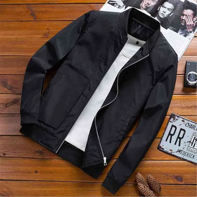 Homens Bomber Jaqueta Primavera Fino Baseball Jaquetas Slim Homens Zipper Windbreaker Moda Casual Homens Sólidos Cor Casaco Outerwear 210723