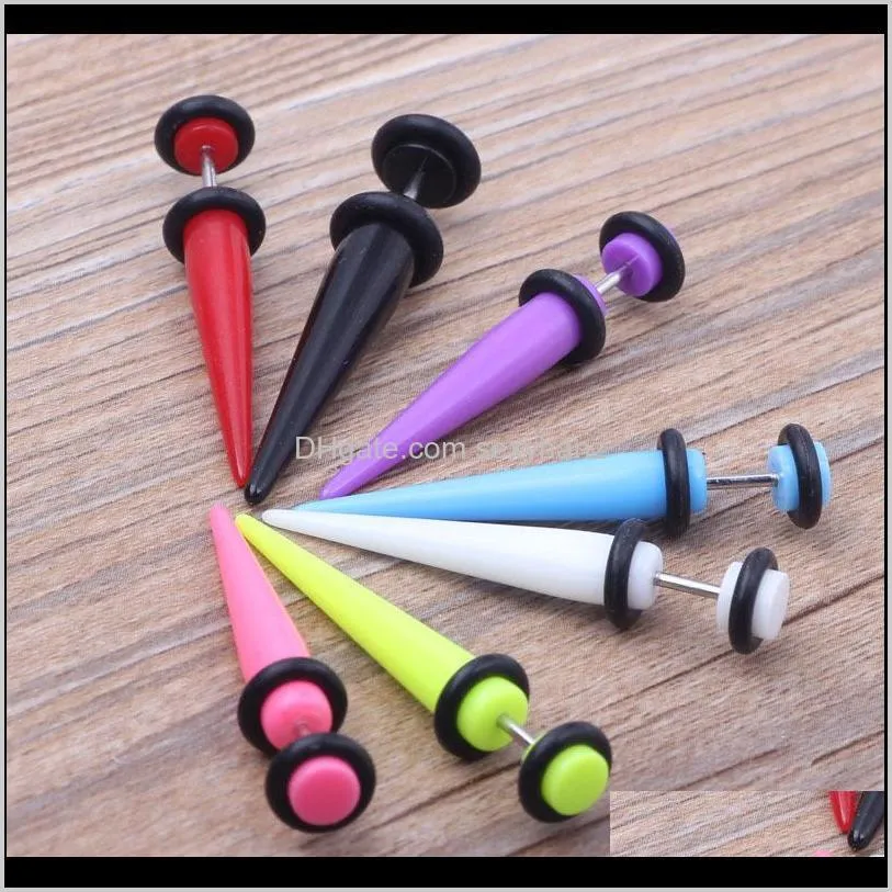 lot 100pcs 7 color neon color cheat ear plugs fake ear taper illusion fake plugs 5mm body jewelry