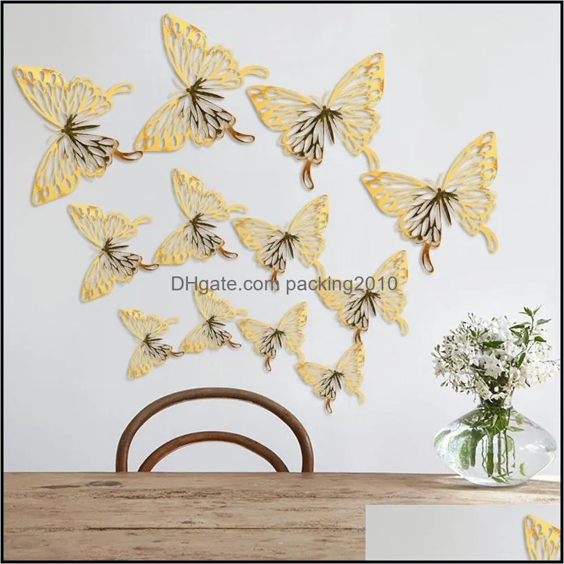 3D Butterfly Wall Stickers Textured Hollow Living Room Bedroom Butterfly Decoration Simulation Butterfly Beauty Wall Sticker DDD4495