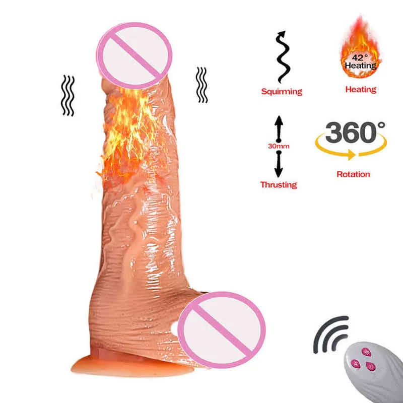 Nxy Sex Vibrators Masturbators Wireless Remote Control Realistic Heating Big Dildo Vibrator Toys for Women Adult Massage Masturbator Real Penis 1218