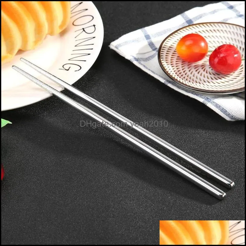 Chopsticks Stainless Steel Chopsticks, Metal Tableware, Silver, Gold, Multicolor, Banquet And Wedding Supplies, 1 Pair