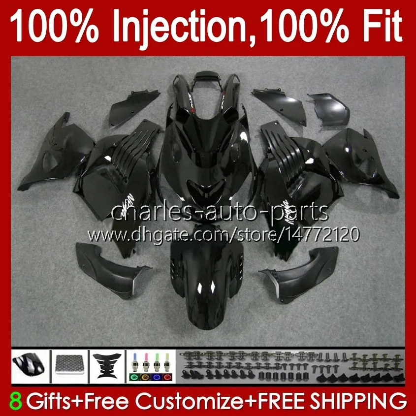 Body for Kawasaki ZZR1400 14 R ZX14R 06 07 08 08 09 10 11 HM1 Gloss Black ZZR 1400 ZX-14R ZX 14R 2006 2008 2008 2009 2010 2011 Fairing