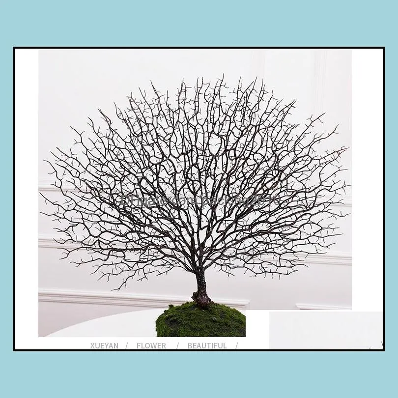 Decorative Flowers & Wreaths 50x45cm Plastic Peacock Coral Branch Artificial Indoor Modern Tree Home Decoration Plants