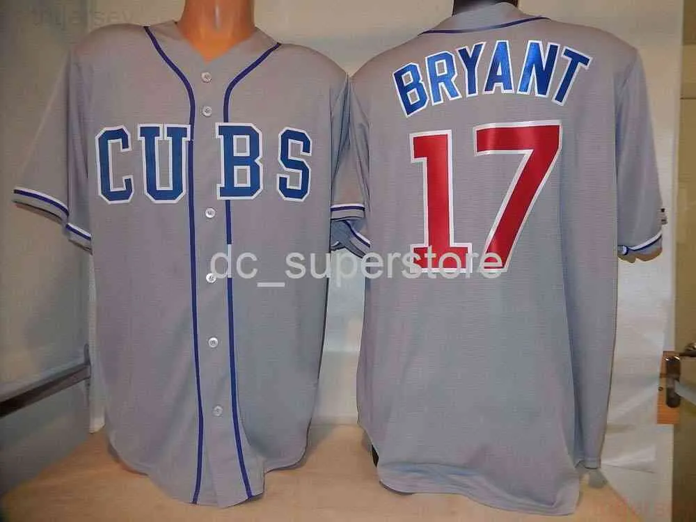 Custom KRIS BRYANT Cool Base Sewn Baseball Jersey GRAY New Stitch Any Name Number Men Women Youth baseball jersey