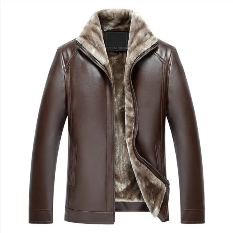 Outono inverno pele um dos homens roupas de couro do plutônio mais veludo espessamento juventude casual casaco de couro masculino 5xl