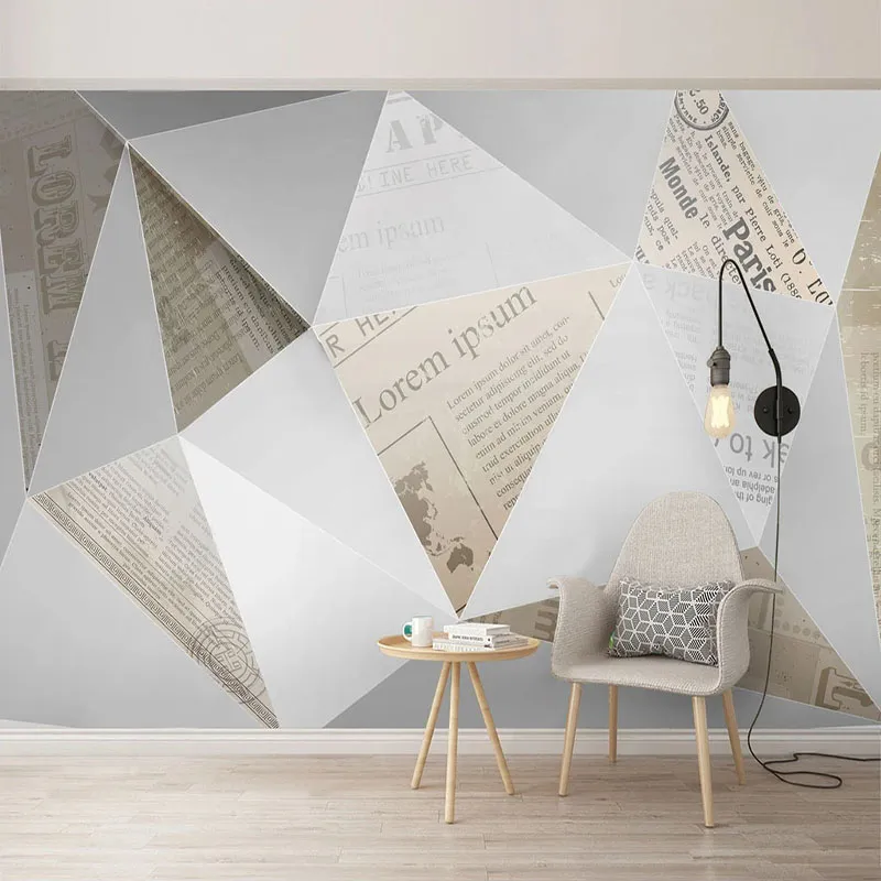 Custom 3D Wallpaper Nordic Persoonlijkheid Abstract Geometrische Retro Krant Muurschildering Woonkamer TV Achtergrond Muur Papel de Parede