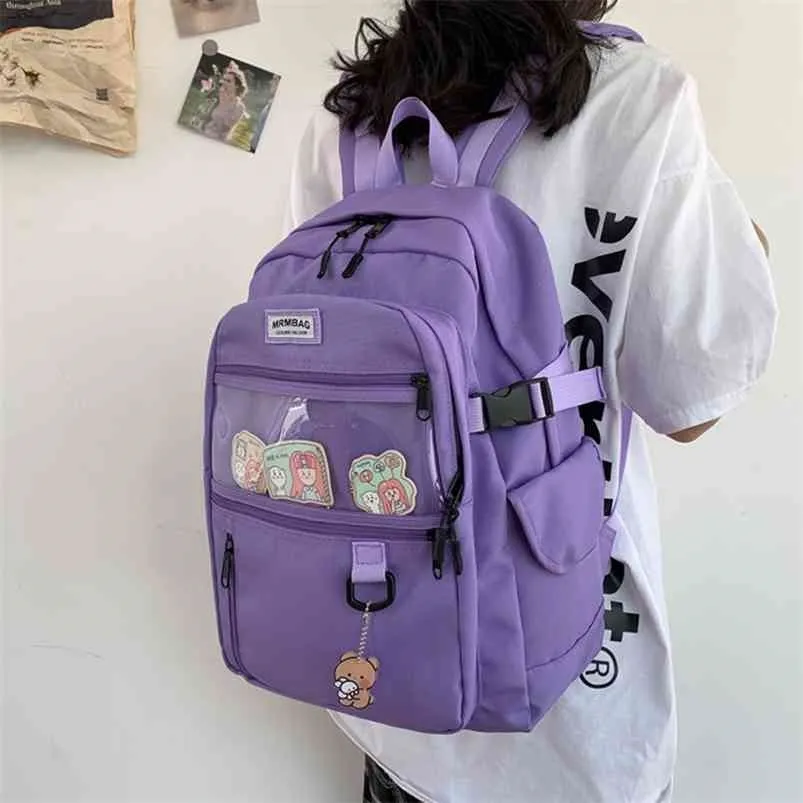 Hocodo boi impermeável mulheres mochila estilo colégio puro cor escola escola para adolescentes fofas bookbag 210922