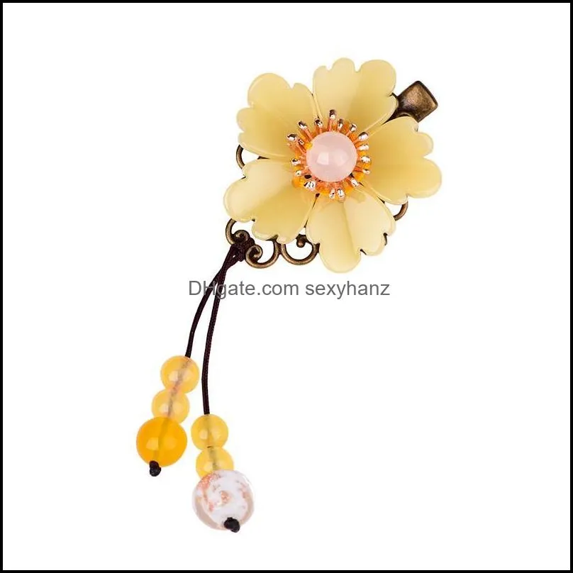 Other Jade Stone Barrettes Flowers Hairpin Charm Jadeite Jewelry Amulet Fashion Accessories Natural Chinese Gifts For Wome