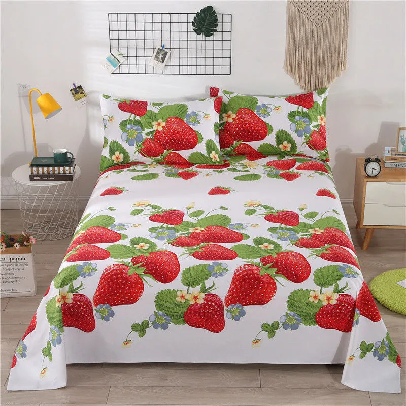 Strawberry Party Lenzuolo in tessuto Biancheria da letto per uso domestico di fascia alta Coprimaterasso in pizzo di grandi dimensioni Copriletto con federa F0229 210420