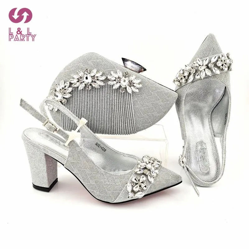 Silver grey wedding shoes and bag shop