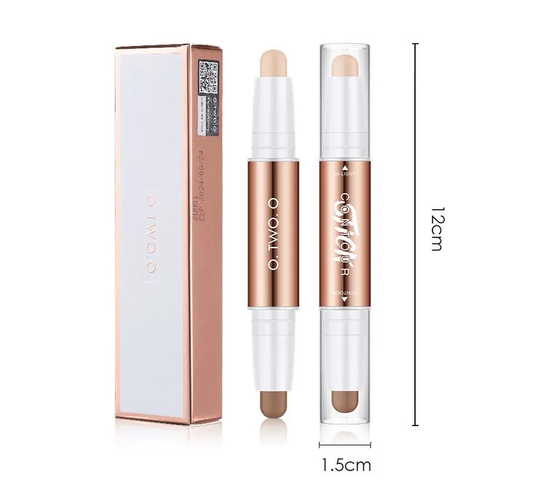 O.TWO.O bronzers Stick Double Head Contour Pen Waterproof Matte Finish Highlighters Shadow Contouring Pencil Cosmetics For Face 50pcs / lot DHL