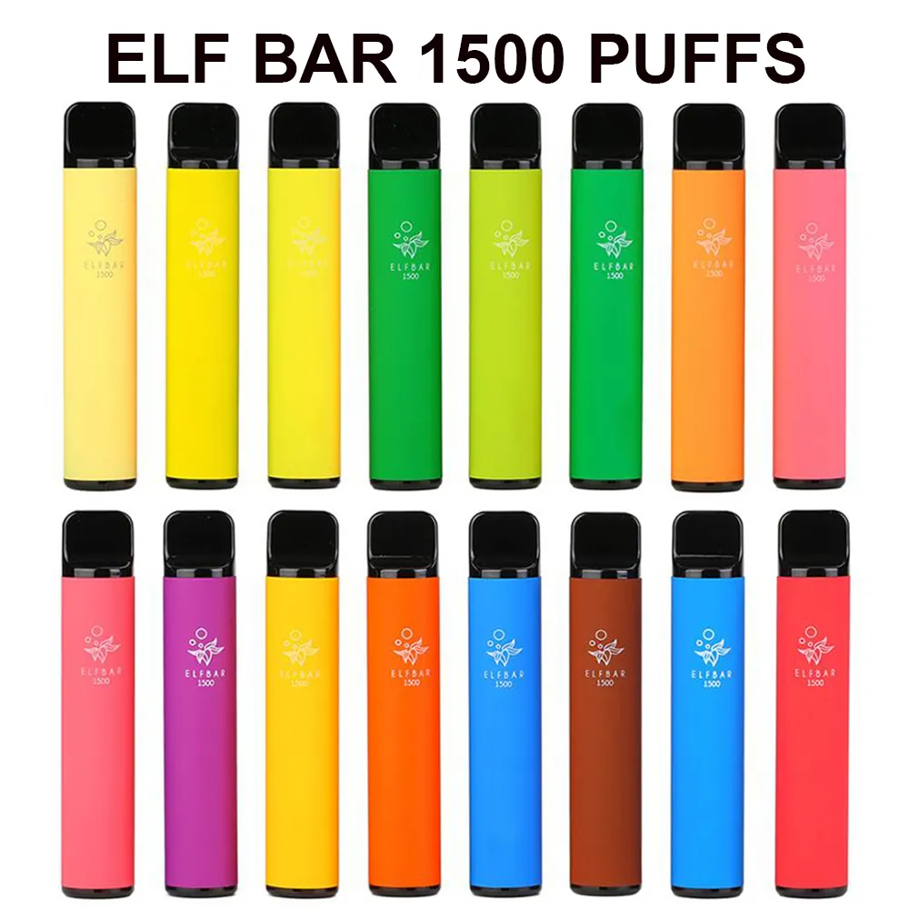 Elf Bar 1500 Puffs E Cigarette Disposable Vape Pod Device 850mAh Battey
