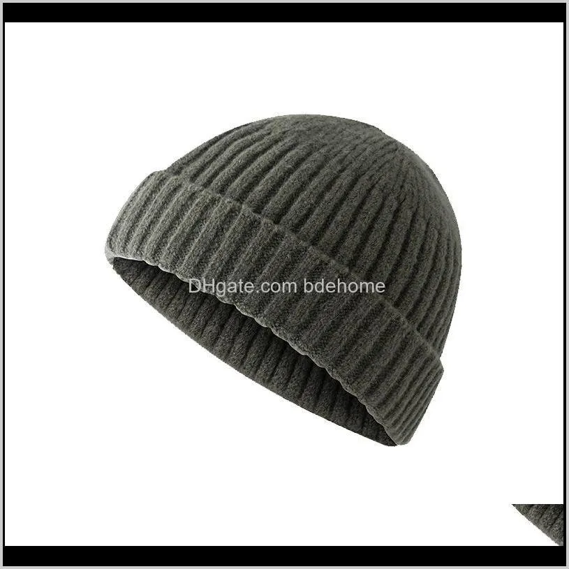 winter beanie hat warm cuffed short melon hat ribbed knitted unisex solid color casual solid color retro ski adult for women