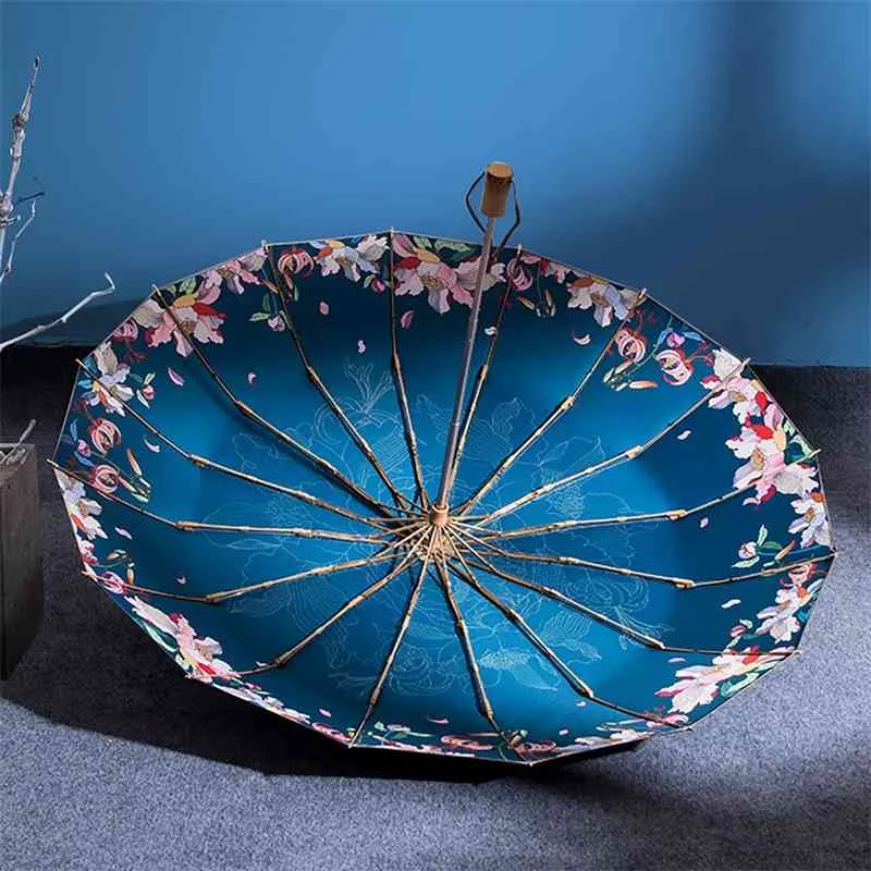 Japanese Style 16K Windproof small umbrella for Women with UV Protection and Clear Sun Protection UPF50