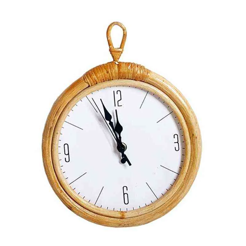 Rattan Handwoven Frame Wall Clock DIY Simple Design Wall Hanging Watch for Home H1230