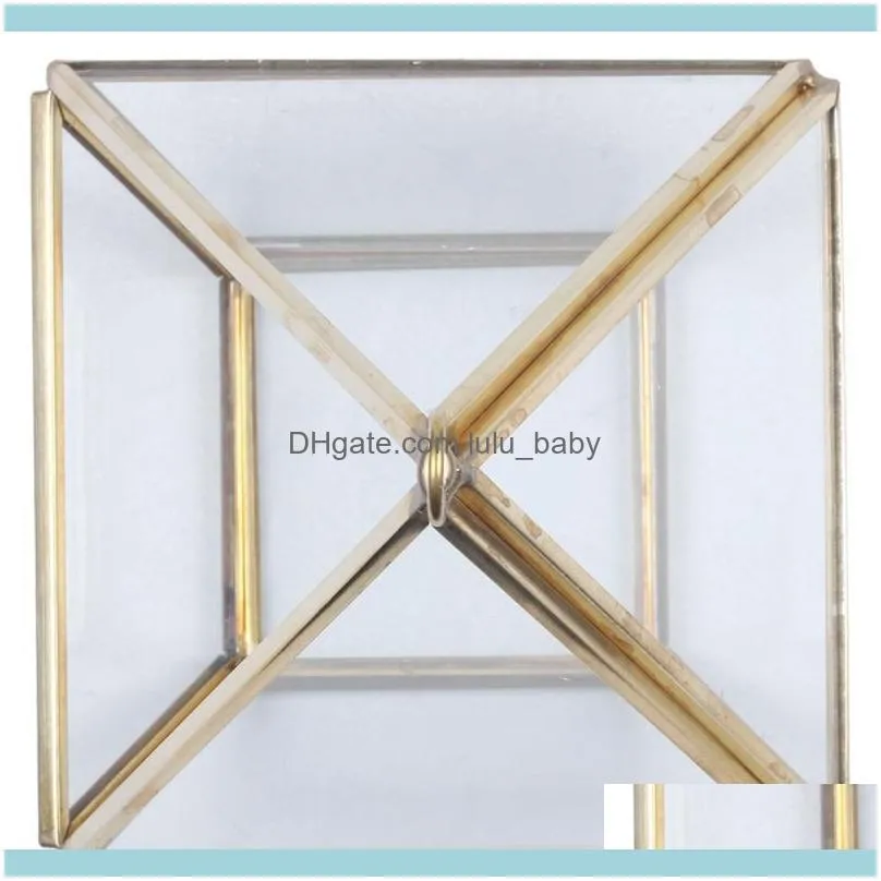 Jewelry Pouches, Bags Diamond Shape Box Organizer Geometry Glass Cosmetic Storage & Geometric Style Table Container