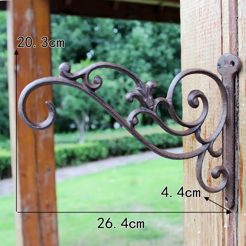 Set Of 4 Wrought Iron Wall Hooks For Elegant Garden Decorations