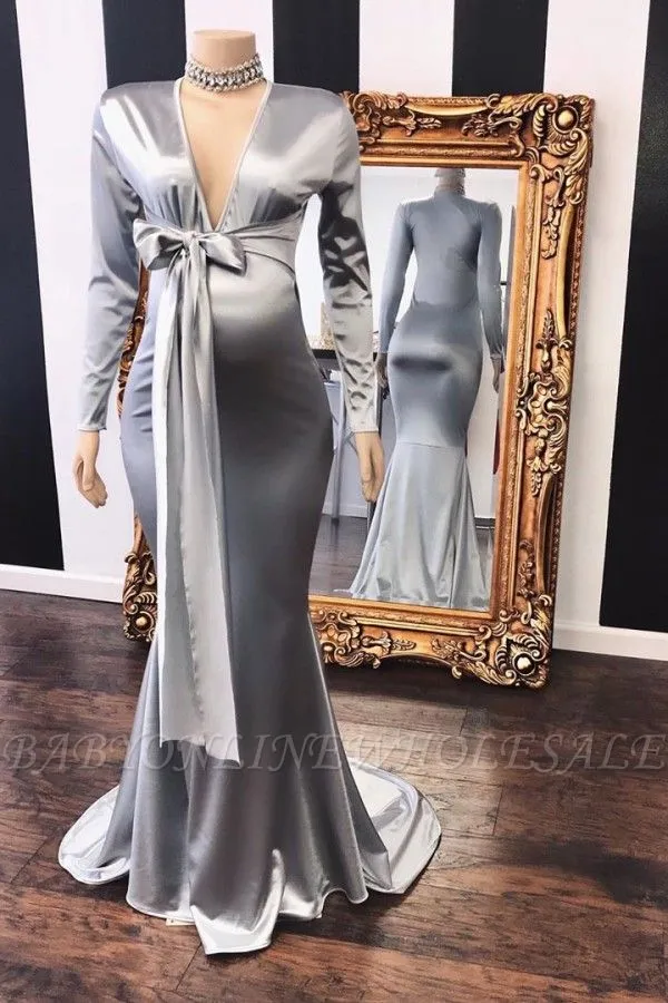 Silver satin prom dress hotsell