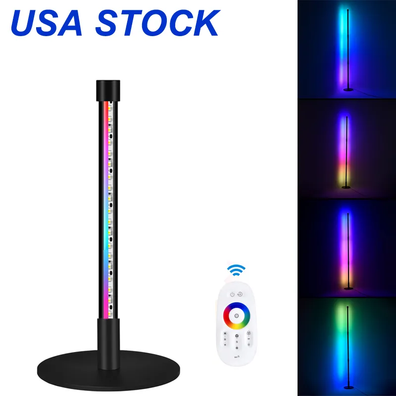 RGB Color Changing 56 "Hörngolvlampa Nyhetsbelysning Dekoration Hem med fjärrkontroll Tall Modern Stående Dimbar LED Night Light för spelrum