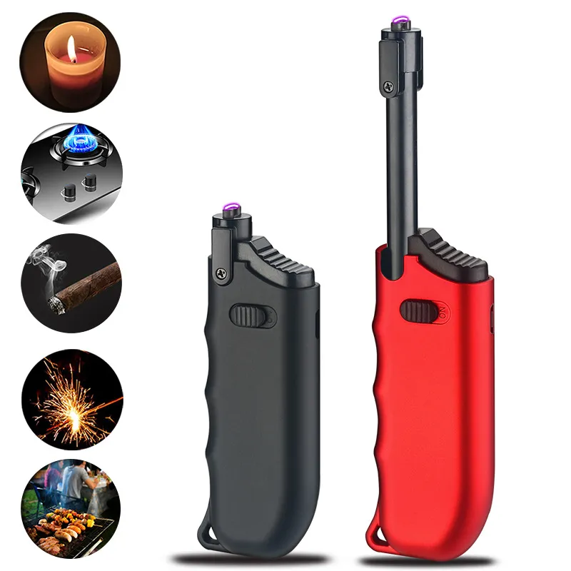 Windproof Electric Long Kitchen Stove Igniter Flexible Plasma Arc USB Rechargeable Lighter Household Candle BBQ Camping Lighter Gift