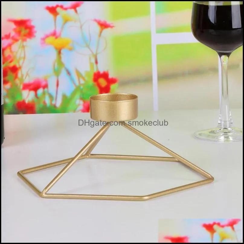 Candle Holders Nordic Geometric Candlestick Iron Flowerpot Home Table Decoration Handmade Exquisite And Delicate 280*185*85mm