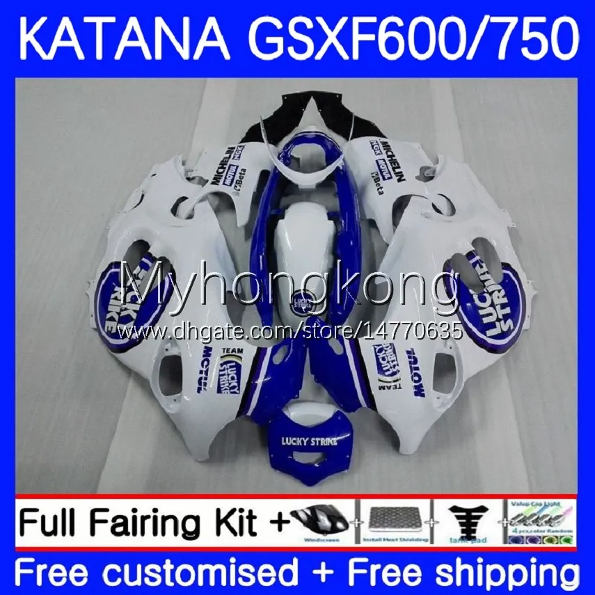 Kit de corpo para Suzuki Katana GSXF750 Lucky Blue GSXF 600 750 CC GSX600F 03 04 05 06 07 18No.43 600cc GSX750F GSXF-750 GSXF600 750cc 2003 2004 2007 Fairings OEM