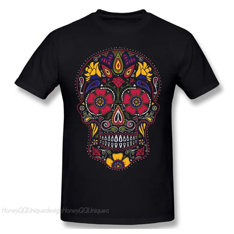 Мексиканский сахарный череп Смешные 2021 Прибытие Футболка День мертвых негабаритных хлопковой рубашки для мужчин Футболка мужские футболки мужские футболки
