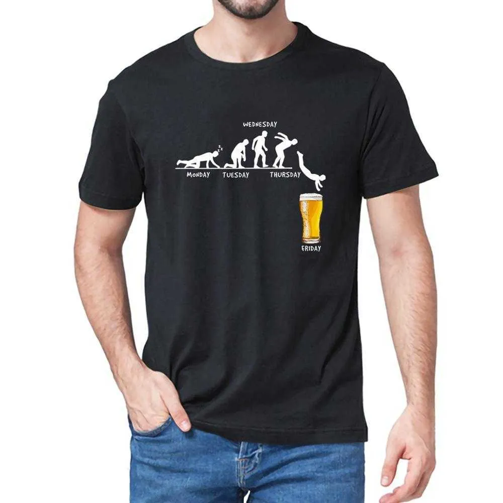 ウィーククラフトビールTシャツメンズトップス半袖TシャツマンTシャツ100％コットンカジュアル面白いTシャツ酔ったティーアルコール飲酒210629