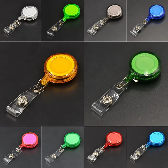 Dokument Buckle ID Holder Name Tag Card Office Supplies Key Badge Reels Rund Solid Plastic Clip-On Driveble Pull Reel