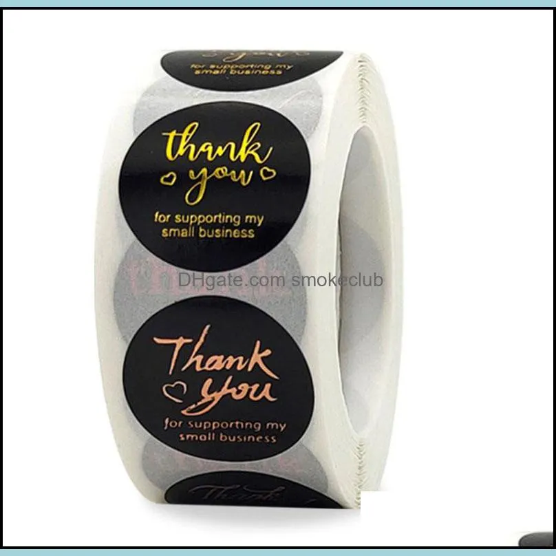 500pcs 1inch Paper Round Label Thank You Stickers For Wedding Gift Card Business Packaging Baking Stationery Decor