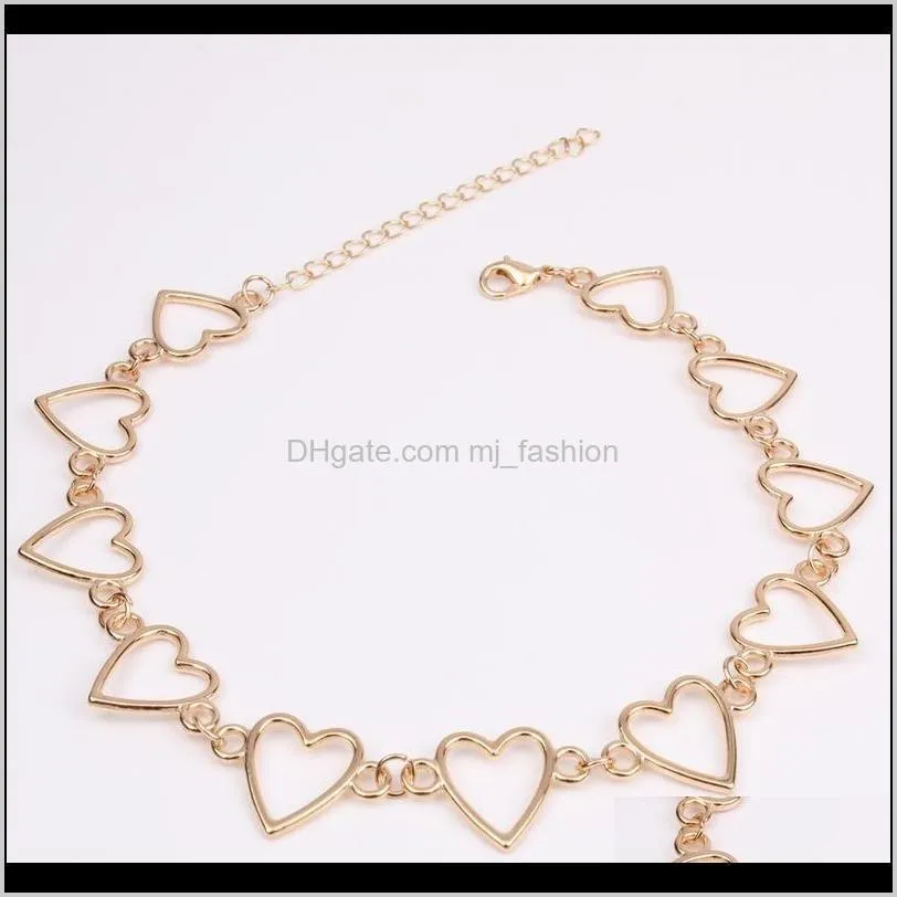 Chokers Kolyeler Kolyeler Jewelrywomen Tasarımlar Kalp Kısa Tarzlı Kolye Moda Trendi Alaşım Alay/Siery Hip Hop Takı Damlası 2