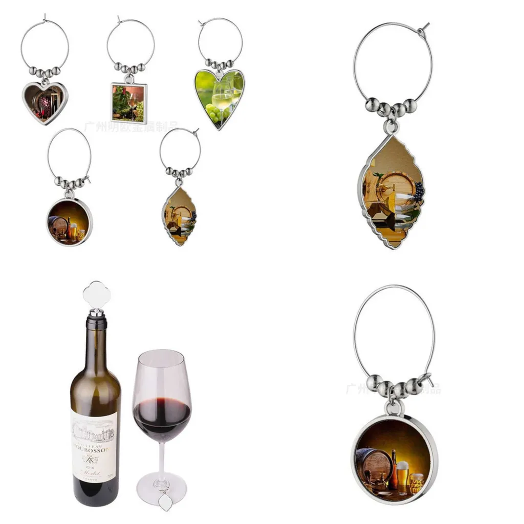 Gepersonaliseerde Legering Wijn Glas Charms Marker Stemware ID Hoop Tags Party Cup Ringen DIY Blanco Sublimation Designs Wine Tasting Cup Signature Tag GG8724U