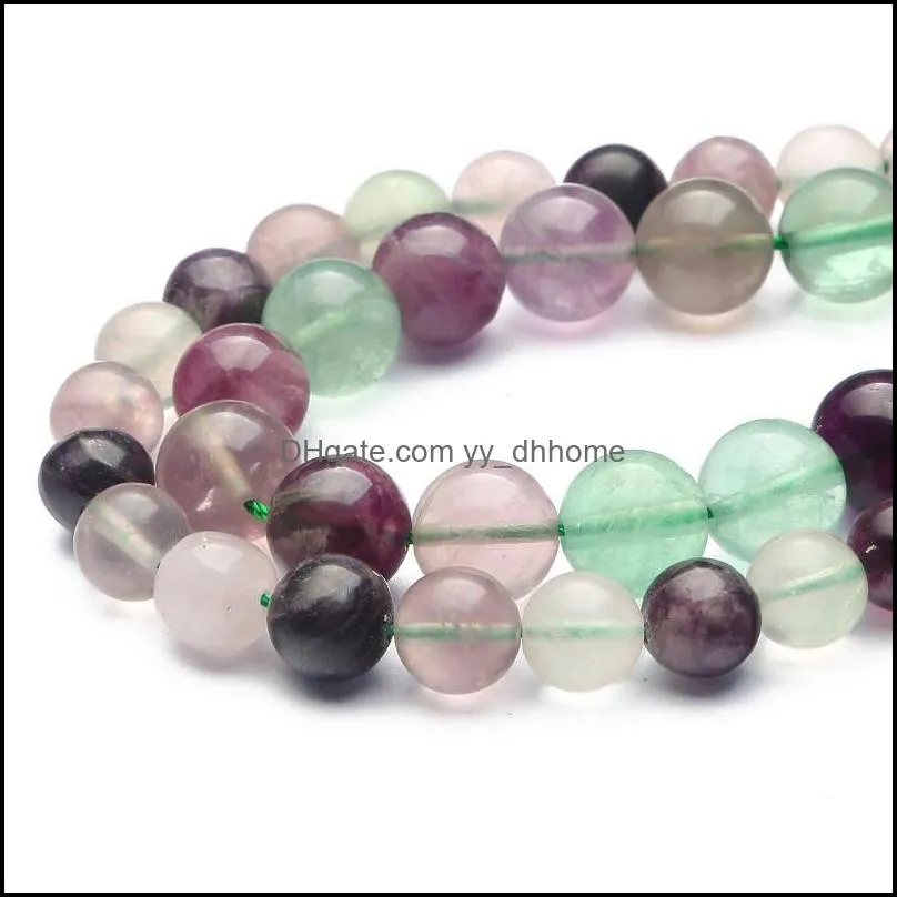 Other Factory Wholesale Colorful Fluorite Stone Beads Natural Round Loose For Jewelry Making Diy Bracelet Necklace Jewellery