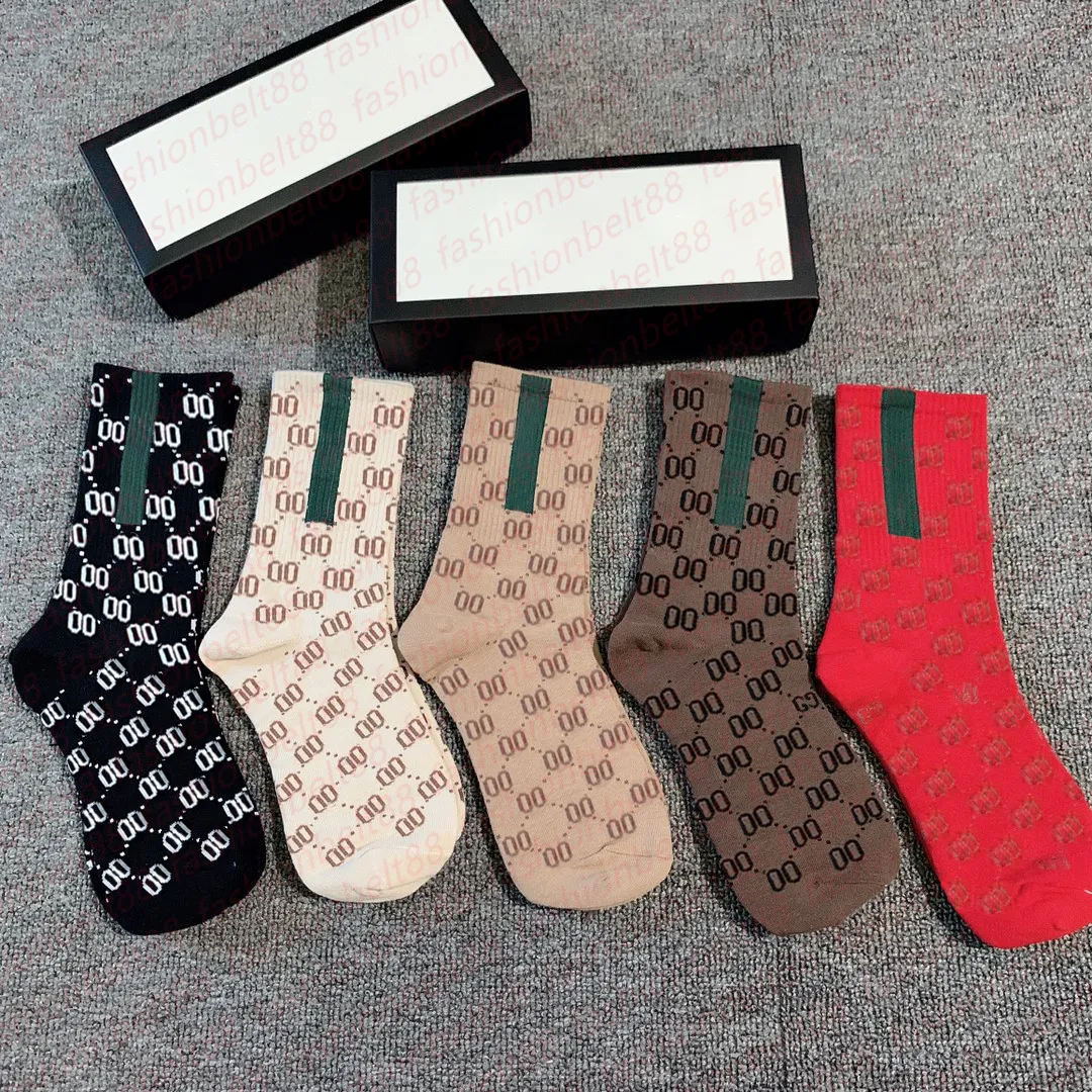 Designers Mens Womens Socks Five Luxurys Sports Winter Mesh Letter Printed Brands Cotton Man Femal Sock With Box