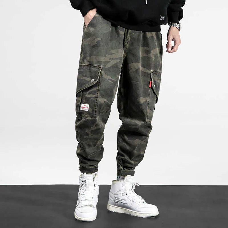 Mode Streetwear hommes jean coupe ample grande poche décontracté Cargo pantalon militaire Camouflage Style jambe large pantalon Hip Hop Joggers