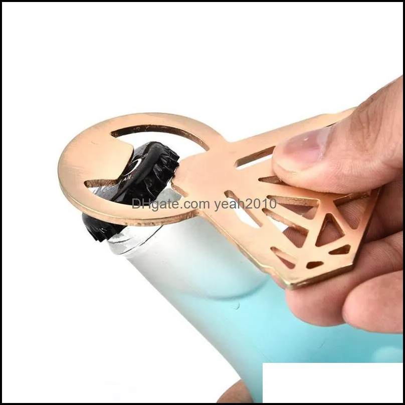 The diamond ring shape bottle opener Diamond stainless steel beer bottle opener Hollow out ring opener Creative kitchen tools