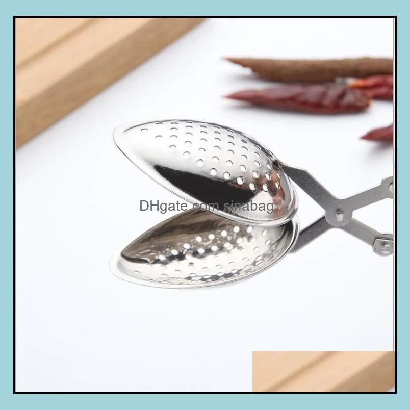 Stainless Steel Tea Infuser Various Shapes Colanders Double Bea Bag Grid Clip Fashion Novel Tools WY347