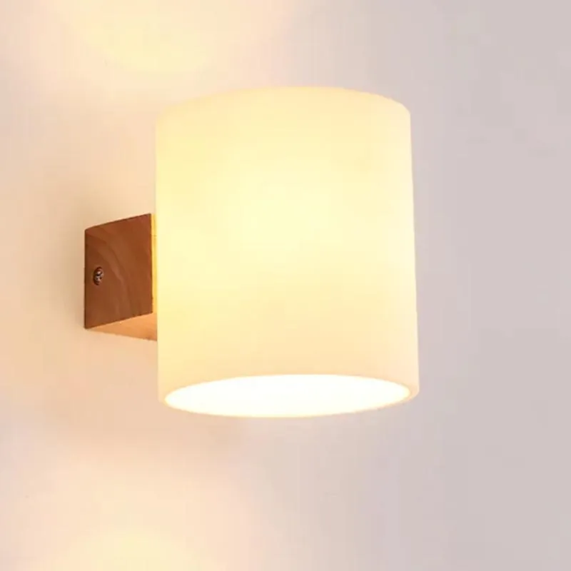 Vägglampa Enkelt modernt massivt trä sconce LED-lampor för hem sovrum säng inomhus barn rum dekor belysning