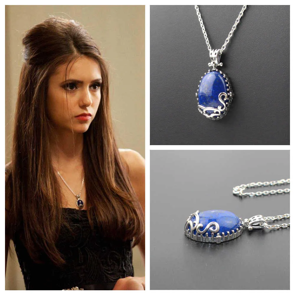 Colar com pingente de cristal de safira Katherine The Vampire