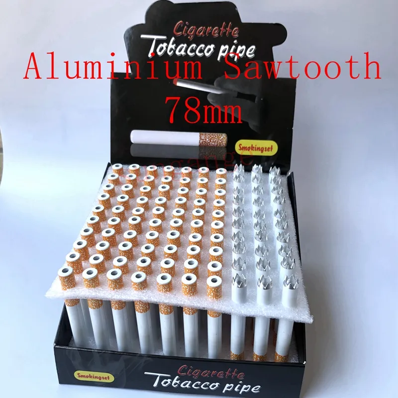 100 pçs / lote 78mm 55mm forma de cigarro fumar tubos mini mão tabaco tubo tube tubo de alumínio cerâmica acessórios de cerâmica um bater morcego