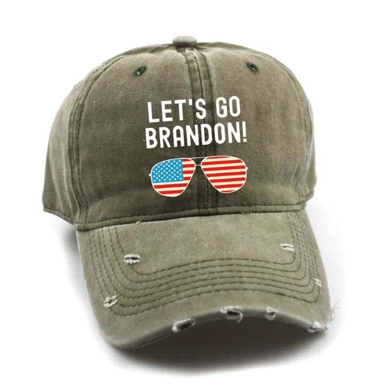 LET`S GO BRANDON Washed Printed Baseball Hat Spring Summer Autumn Winter Cap Trump 2024 Prank Biden Washed Cotton Caps
