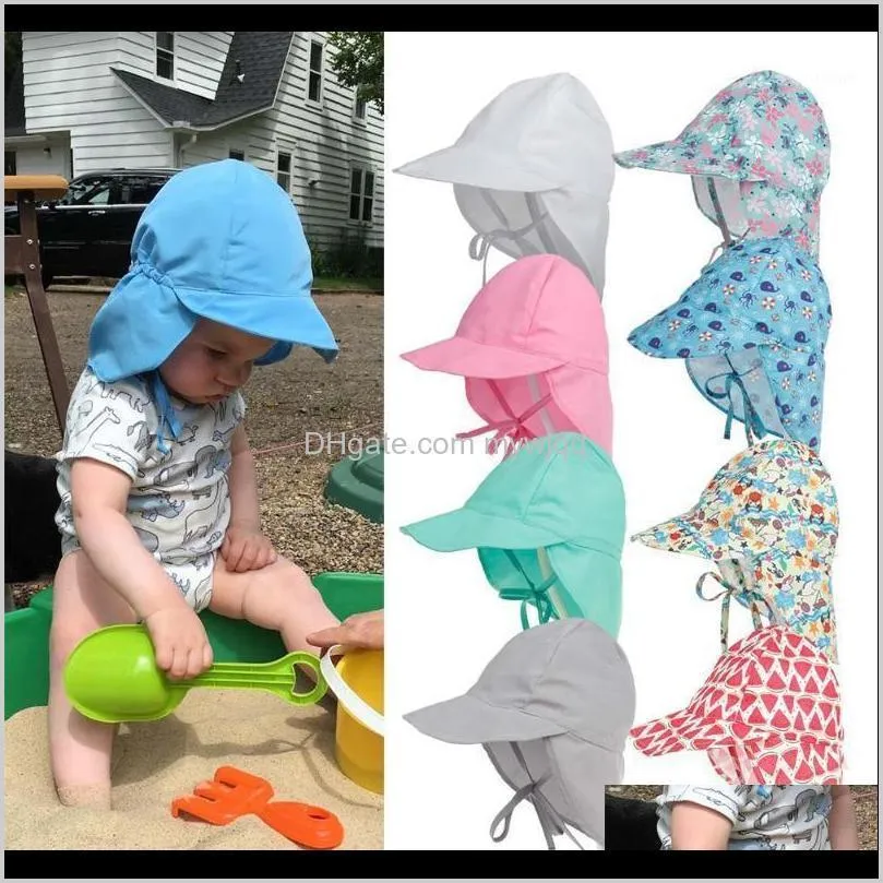 summer infant baby sun protection hat neck guard cap uv-protection beach sun hat fisherman children1