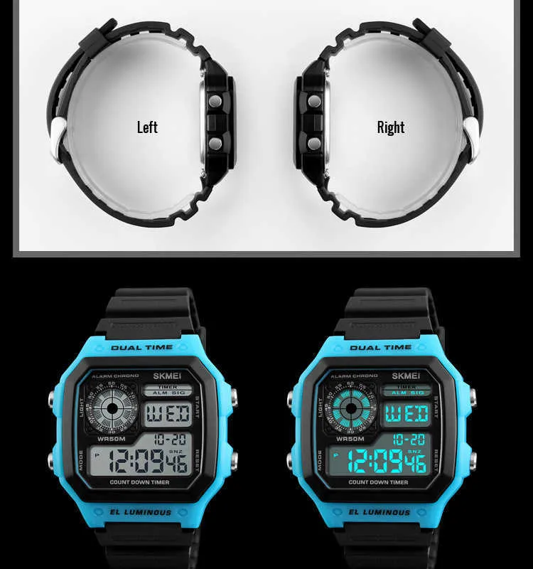 Reloj deportivo para hombres de moda Cuadrado Tiempo dual LED Relojes  digitales Relojes masculinos Relojes Deportivos Herren Uhren Reloj Hombre  Montre